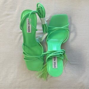 Neon green feather heels
